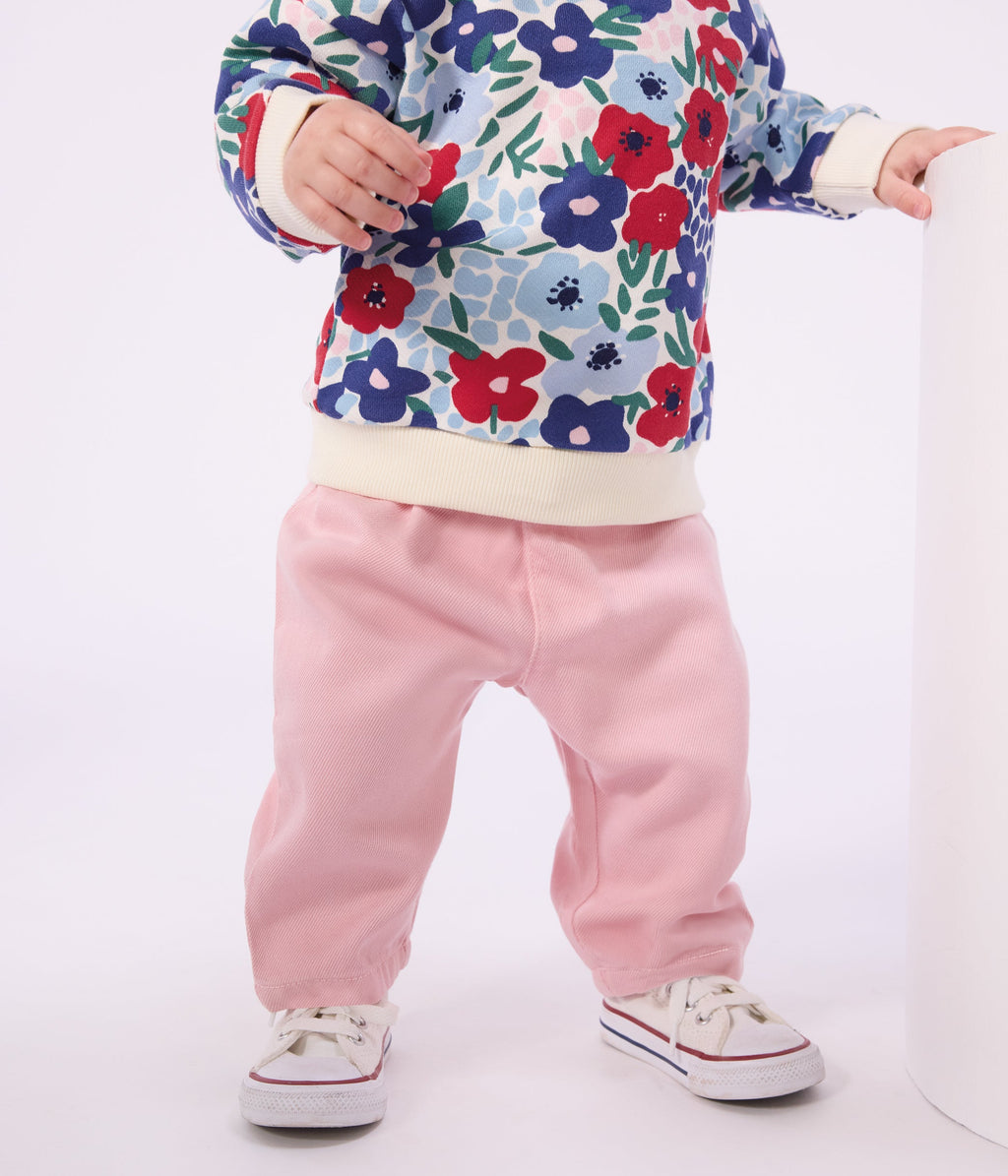 Pantalon bébé en coton souple, uni – J1