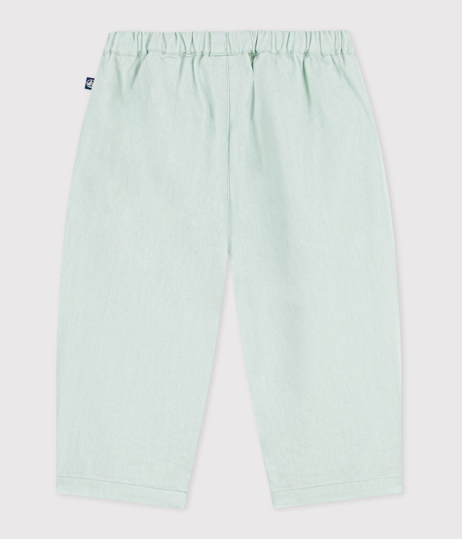 Pantalon bébé en coton/lin, uni – D1