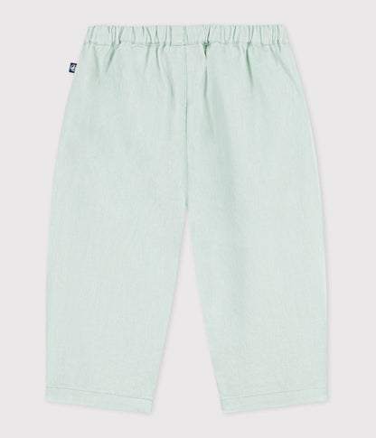 Pantalon bébé en coton/lin, uni – D1