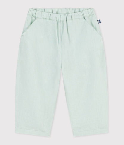 Pantalon bébé en coton/lin, uni – F1