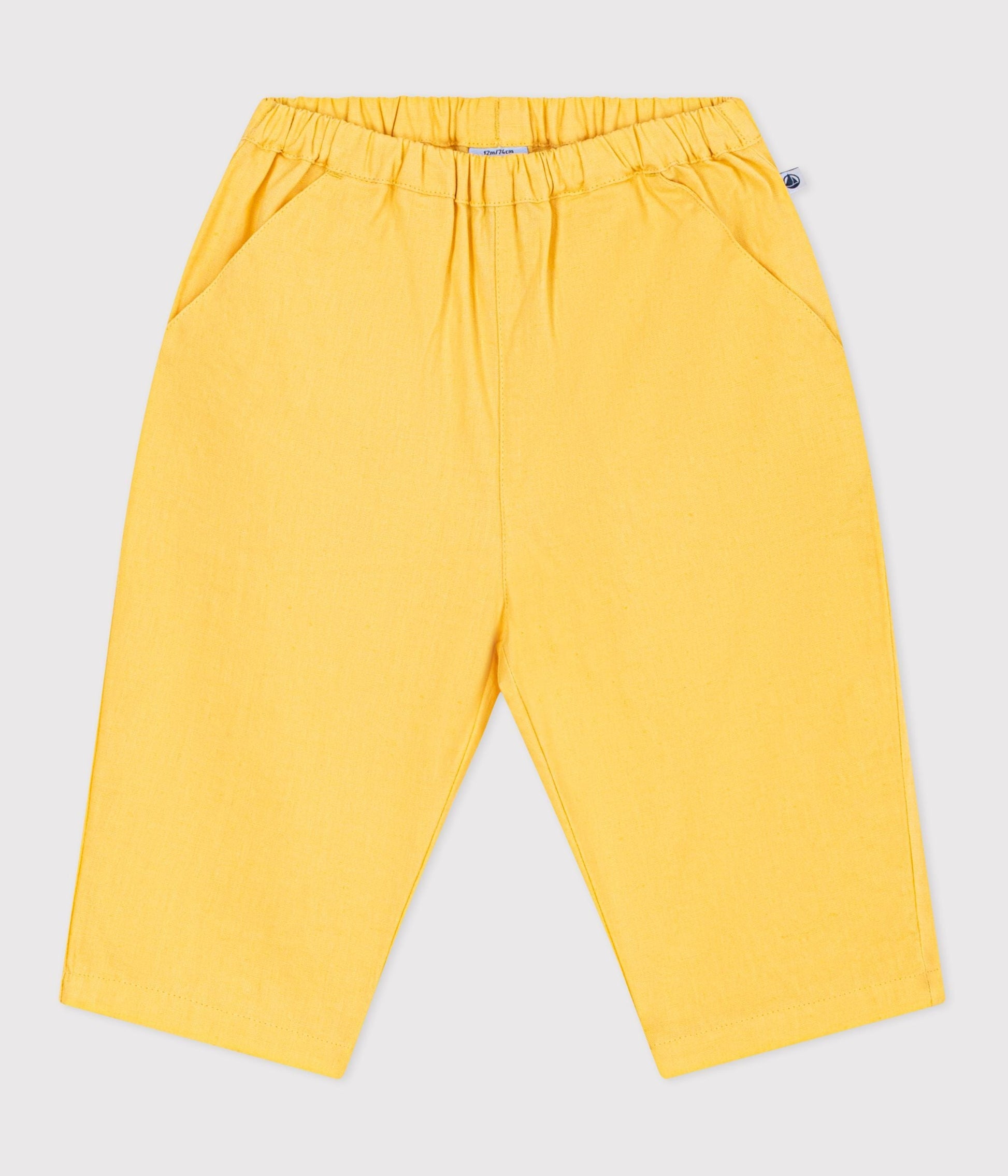 Pantalon bébé en coton/lin, uni – F1