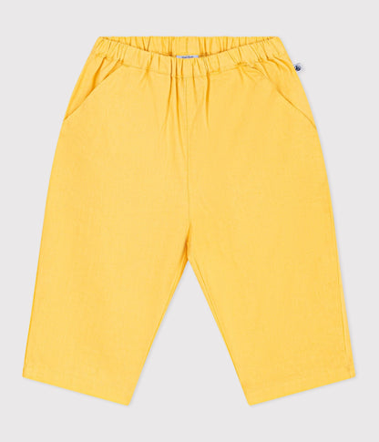 Pantalon bébé en coton/lin, uni – F1