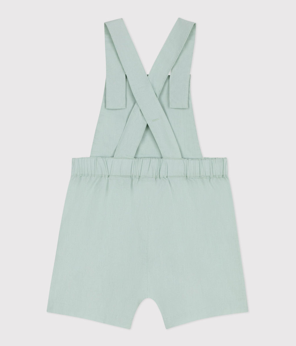 Salopette bébé en coton/lin jambes courtes, unie – D1