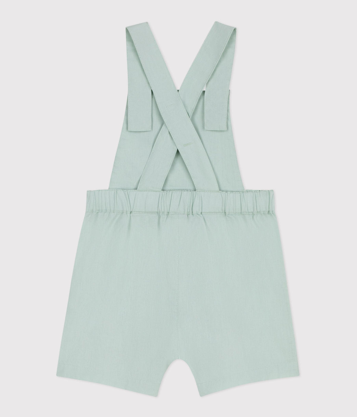 Salopette bébé en coton/lin jambes courtes, unie – D1