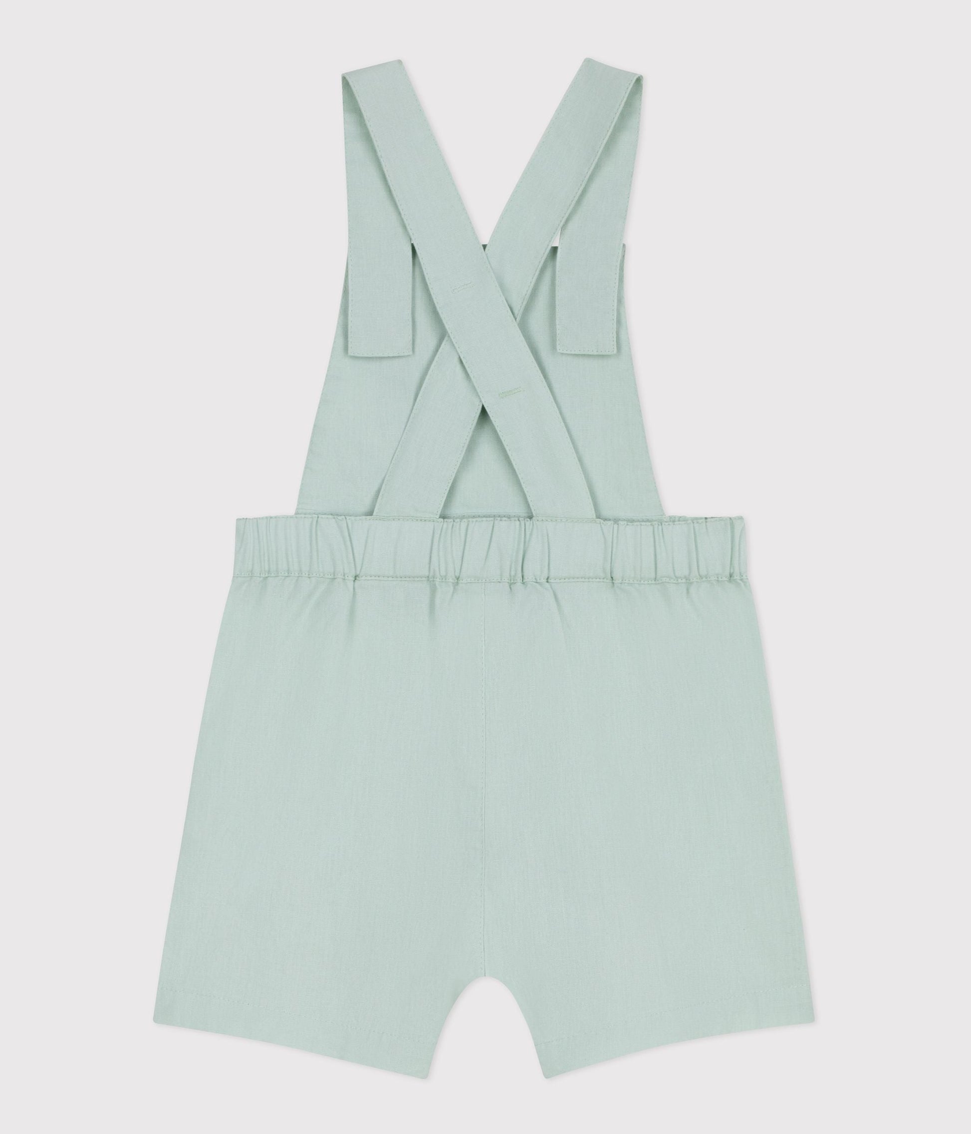 Salopette bébé en coton/lin jambes courtes, unie – D1