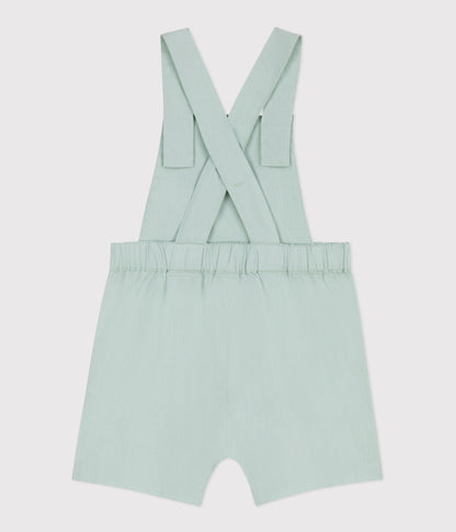 Salopette bébé en coton/lin jambes courtes, unie – D1