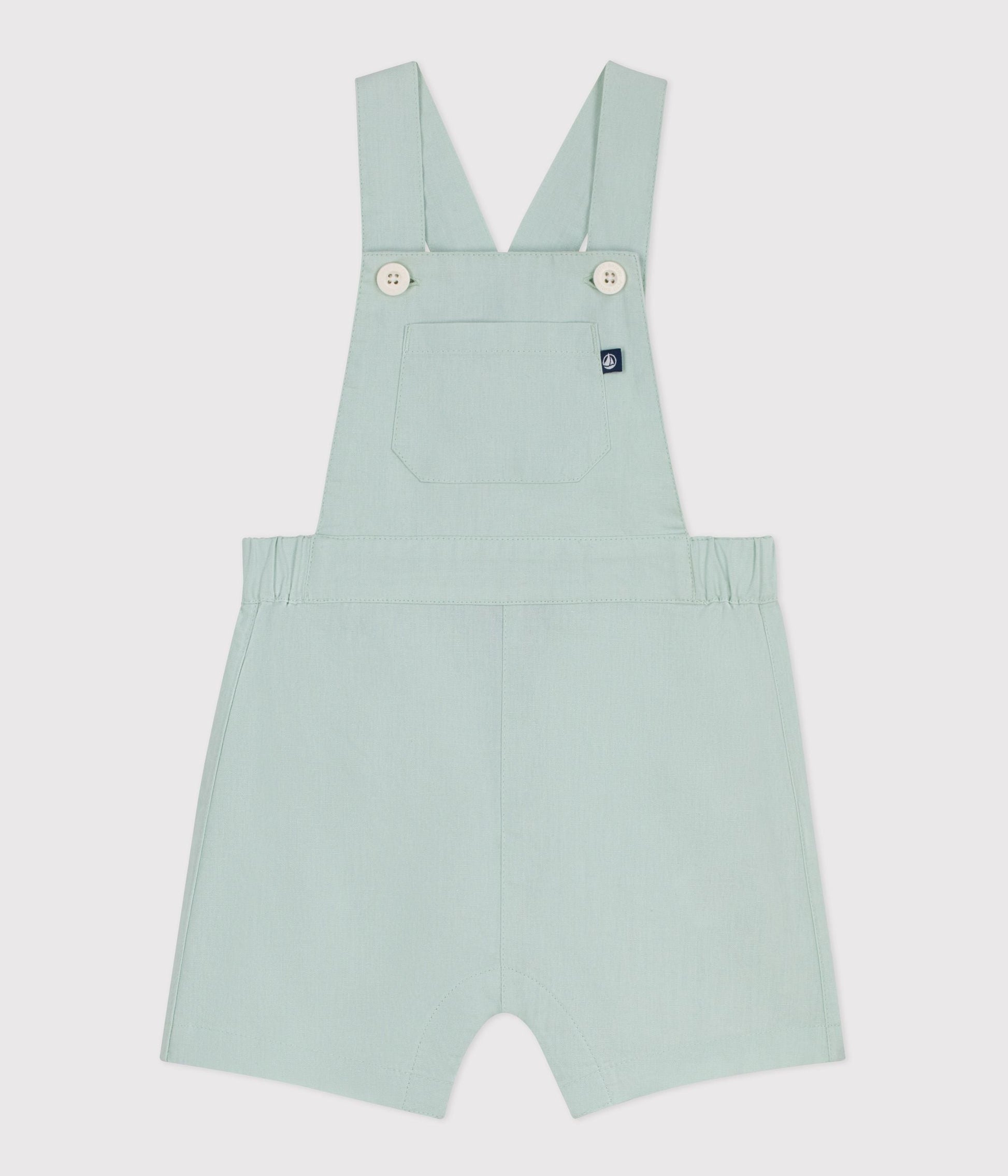 Salopette bébé en coton/lin jambes courtes, unie – F1