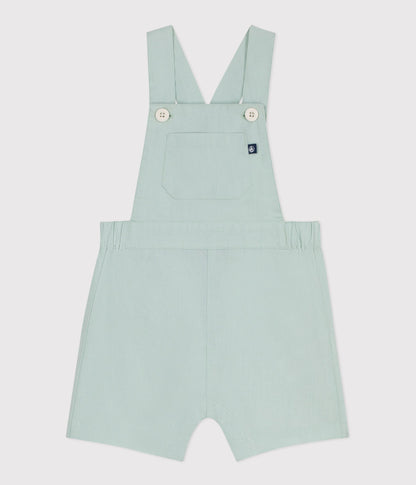 Salopette bébé en coton/lin jambes courtes, unie – F1