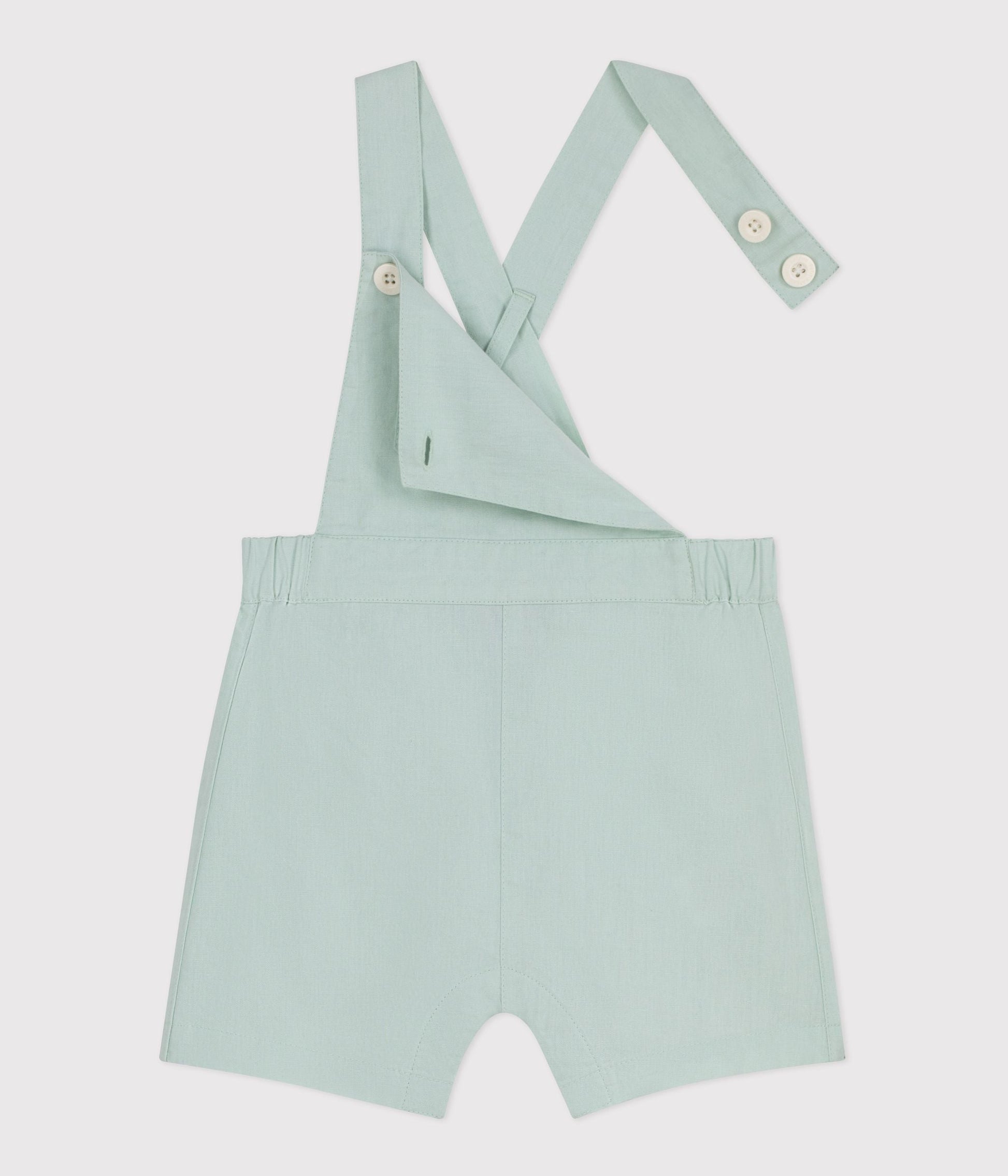 Salopette bébé en coton/lin jambes courtes, unie – F2