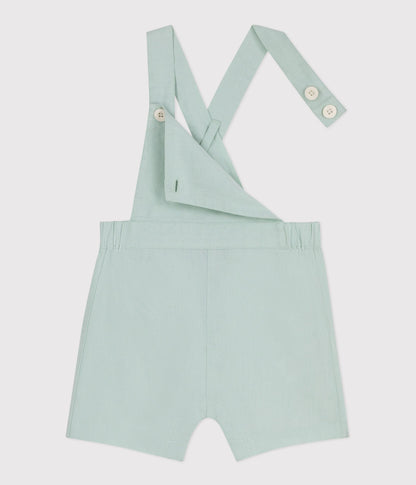 Salopette bébé en coton/lin jambes courtes, unie – F2