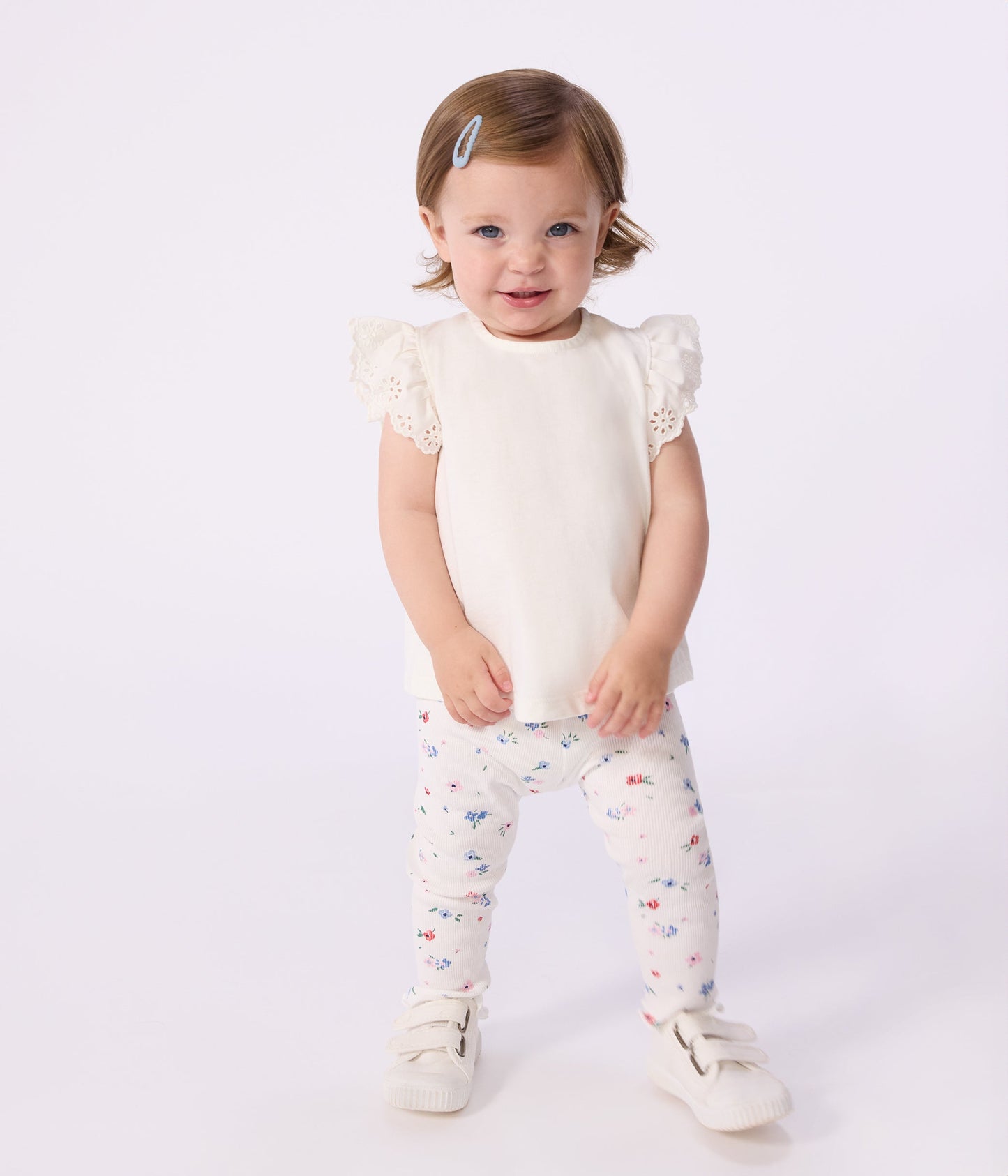 Legging bébé en coton, imprimé fleurs – J1