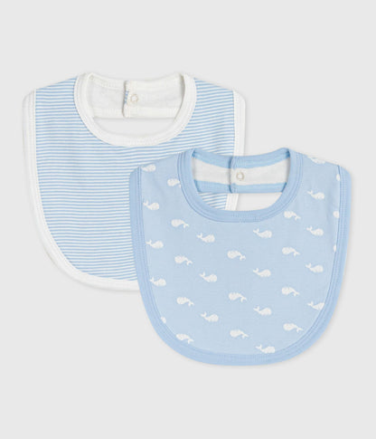 Lot de bavoirs bébé en coton imprimé baleine – F1