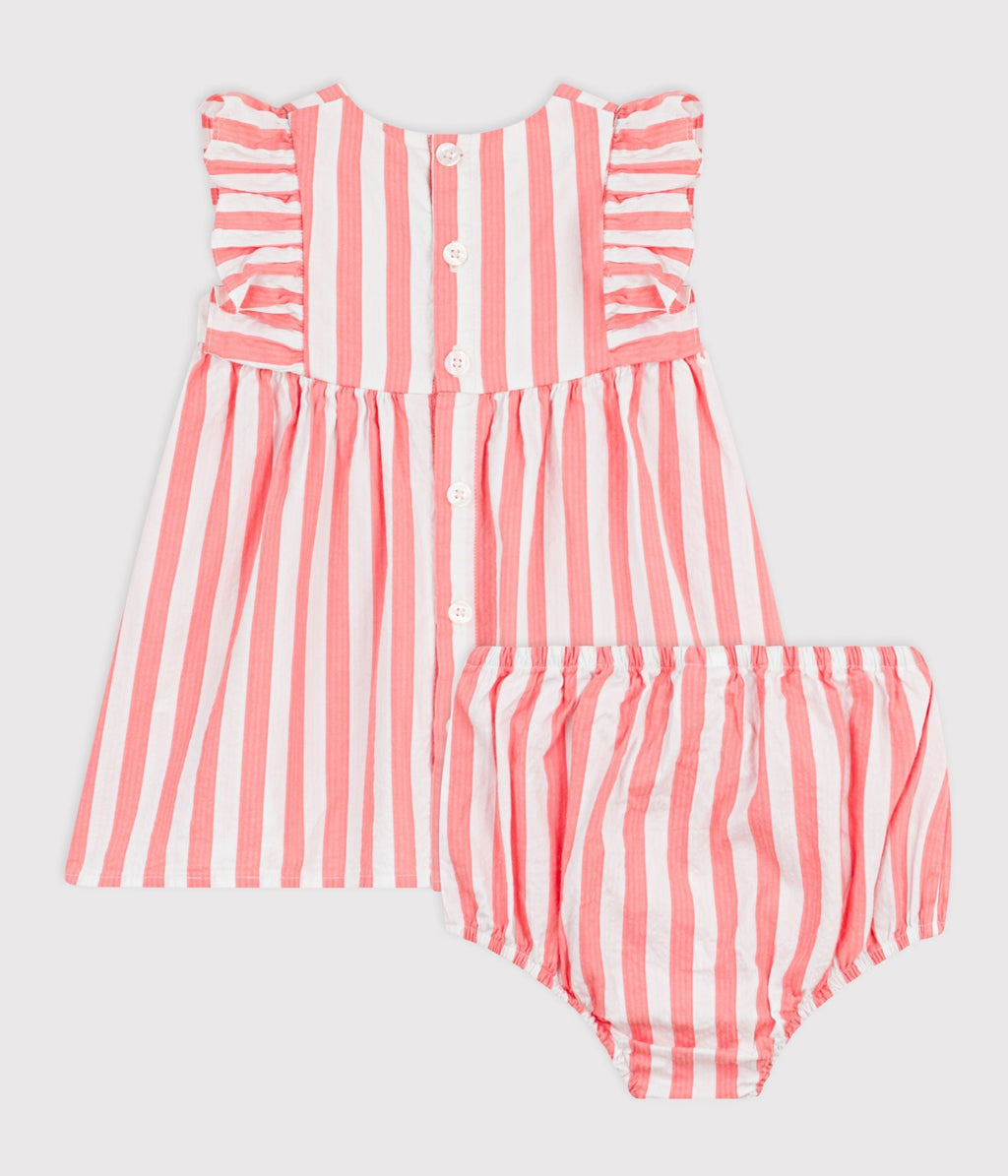 Robe bébé en coton sans manches et son bloomer rayés – D1
