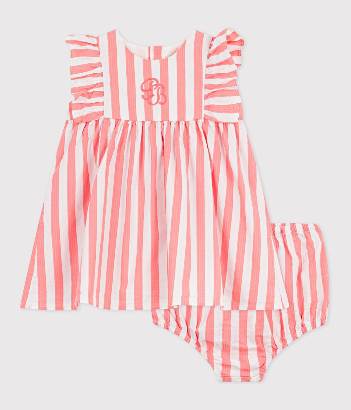 Robe bébé en coton sans manches et son bloomer rayés – F1