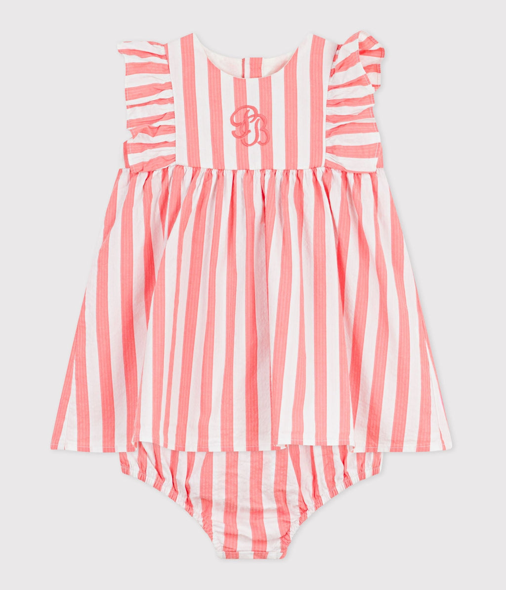 Robe bébé en coton sans manches et son bloomer rayés – F2