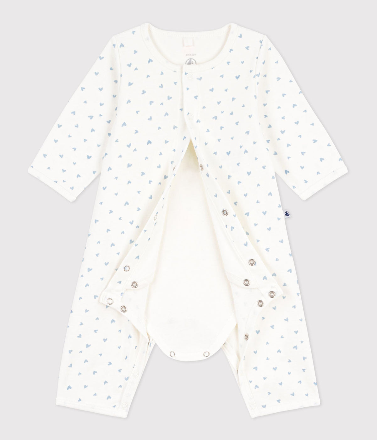 Bodyjama bébé sans pieds en coton imprimé petit cœurs – F2