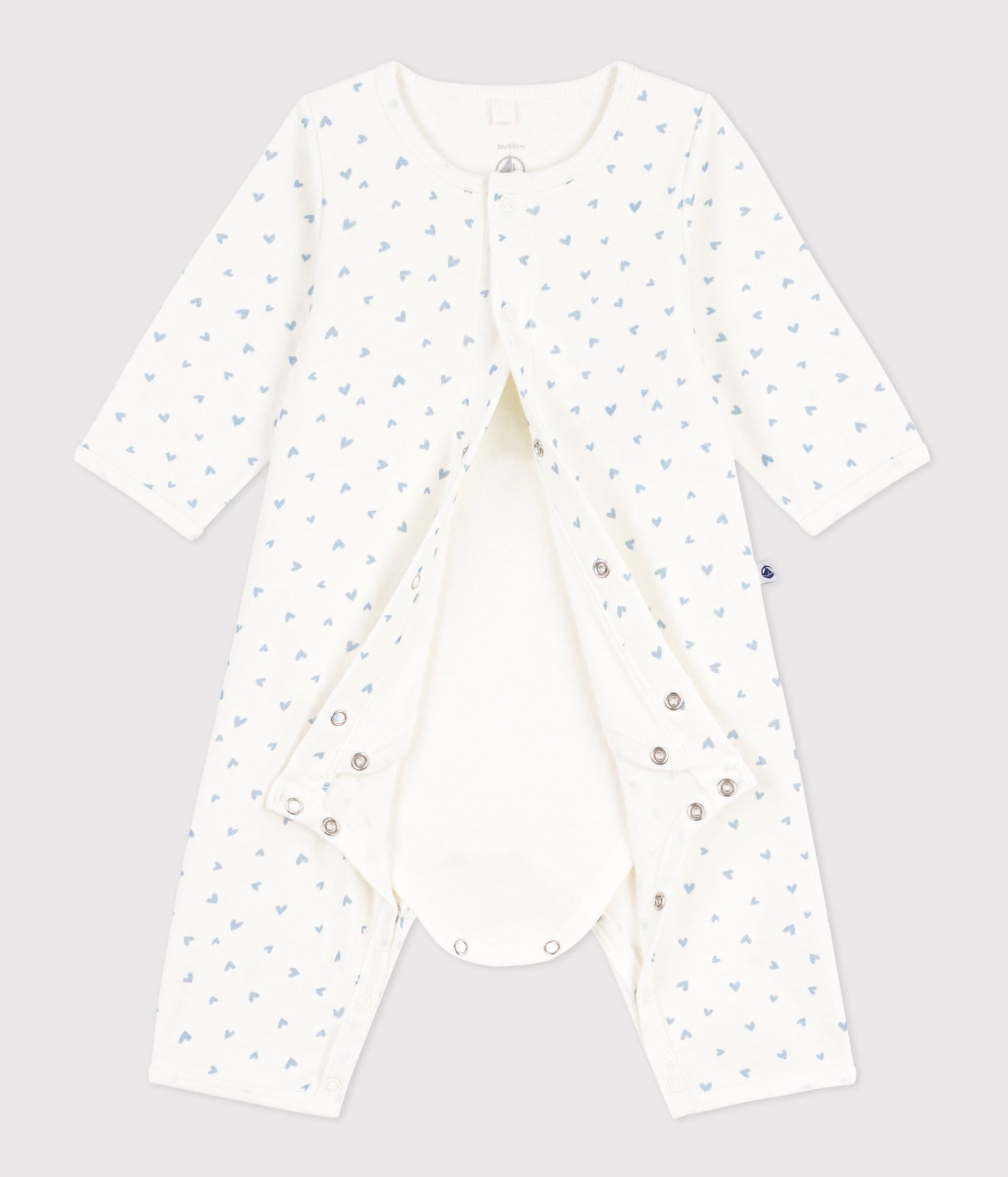 Bodyjama bébé sans pieds en coton imprimé petit cœurs – F2