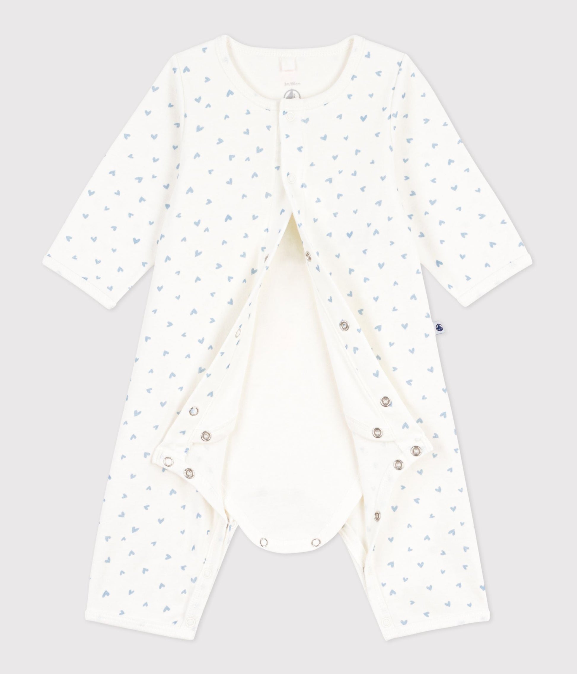 Bodyjama bébé sans pieds en coton imprimé petit cœurs – F2