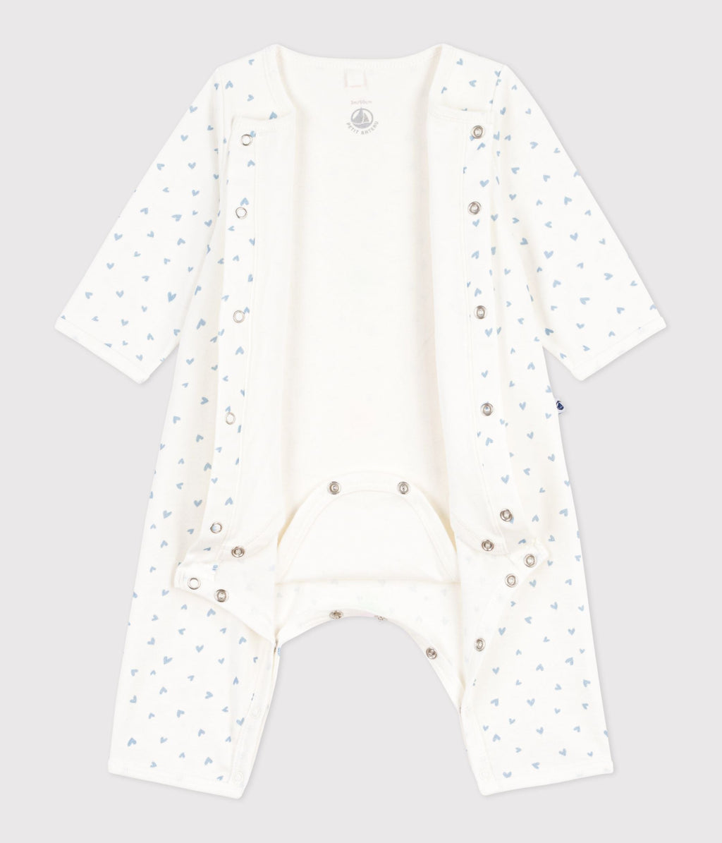 Bodyjama bébé sans pieds en coton imprimé petit cœurs – F3