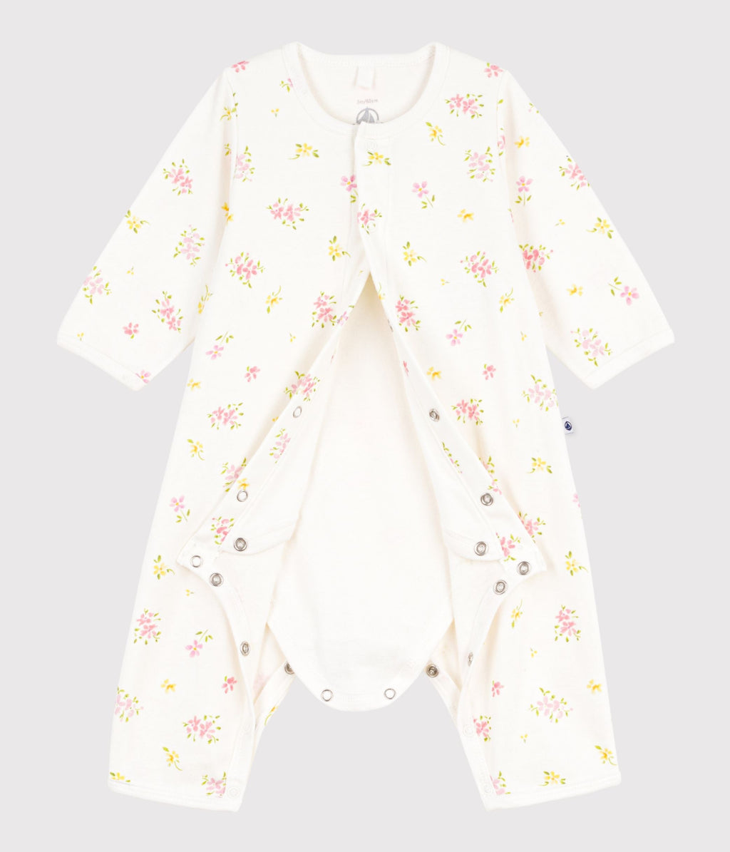 Bodyjama bébé sans pieds en coton imprimé fleuri – F2