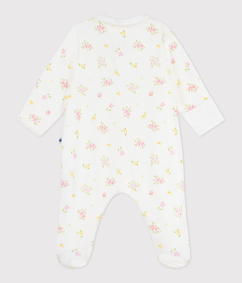 Pyjama bébé en coton à col fleuri – D1