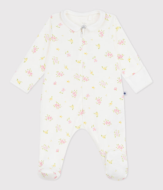 Pyjama bébé en coton à col fleuri – F1