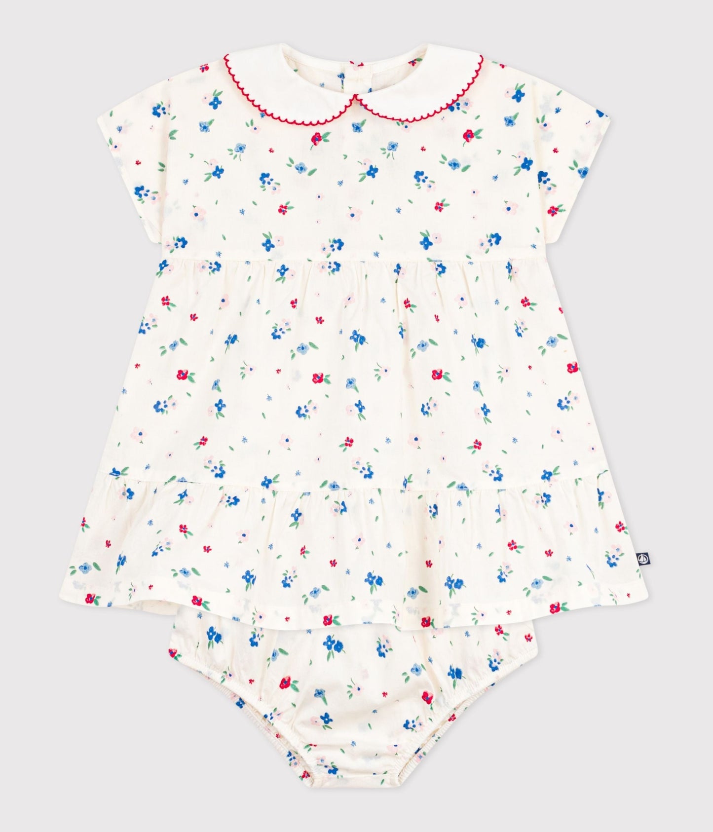 Robe bébé en coton manches courtes et son bloomer imprimés fleurs – F2