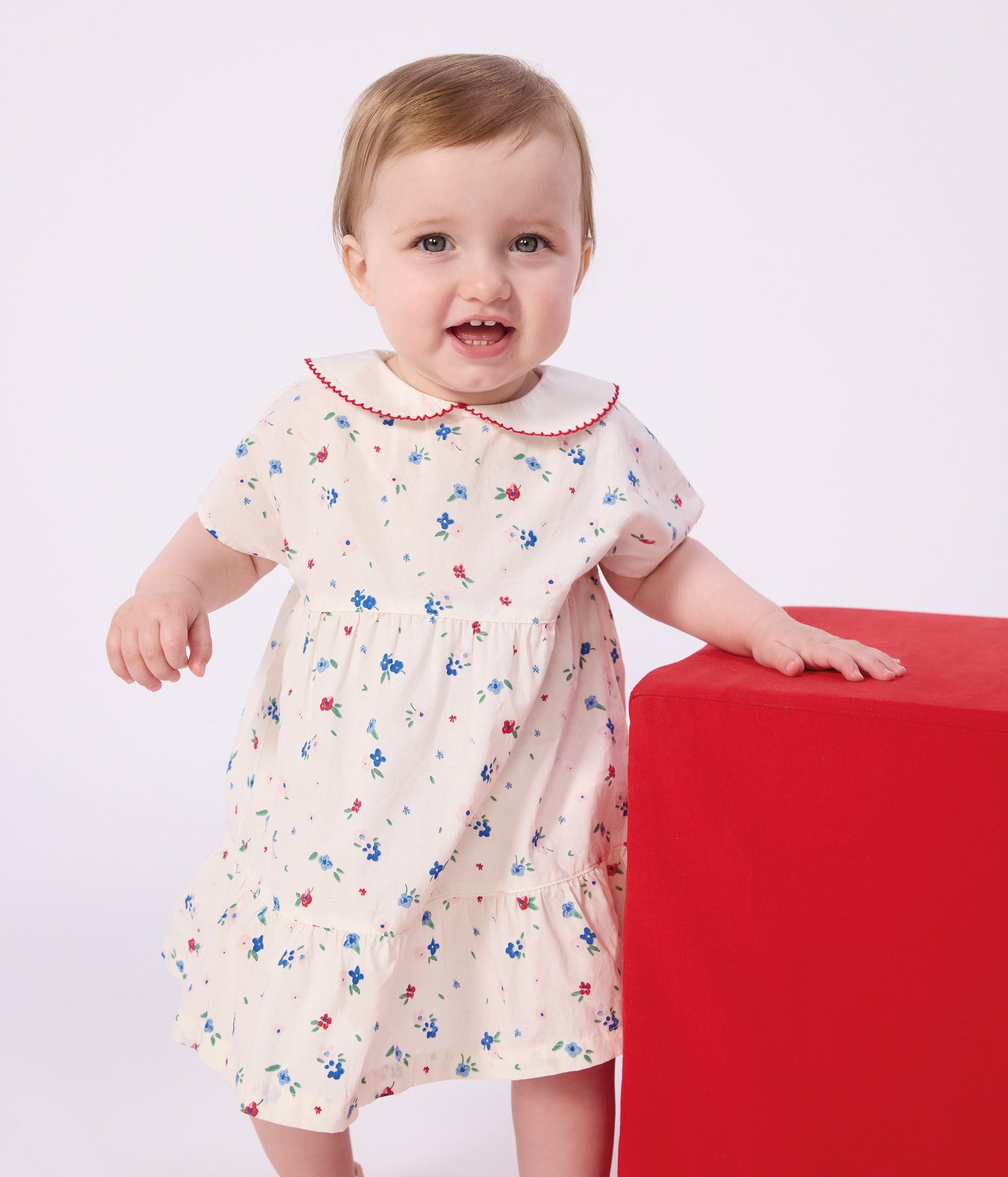 Robe bébé en coton manches courtes et son bloomer imprimés fleurs – J1