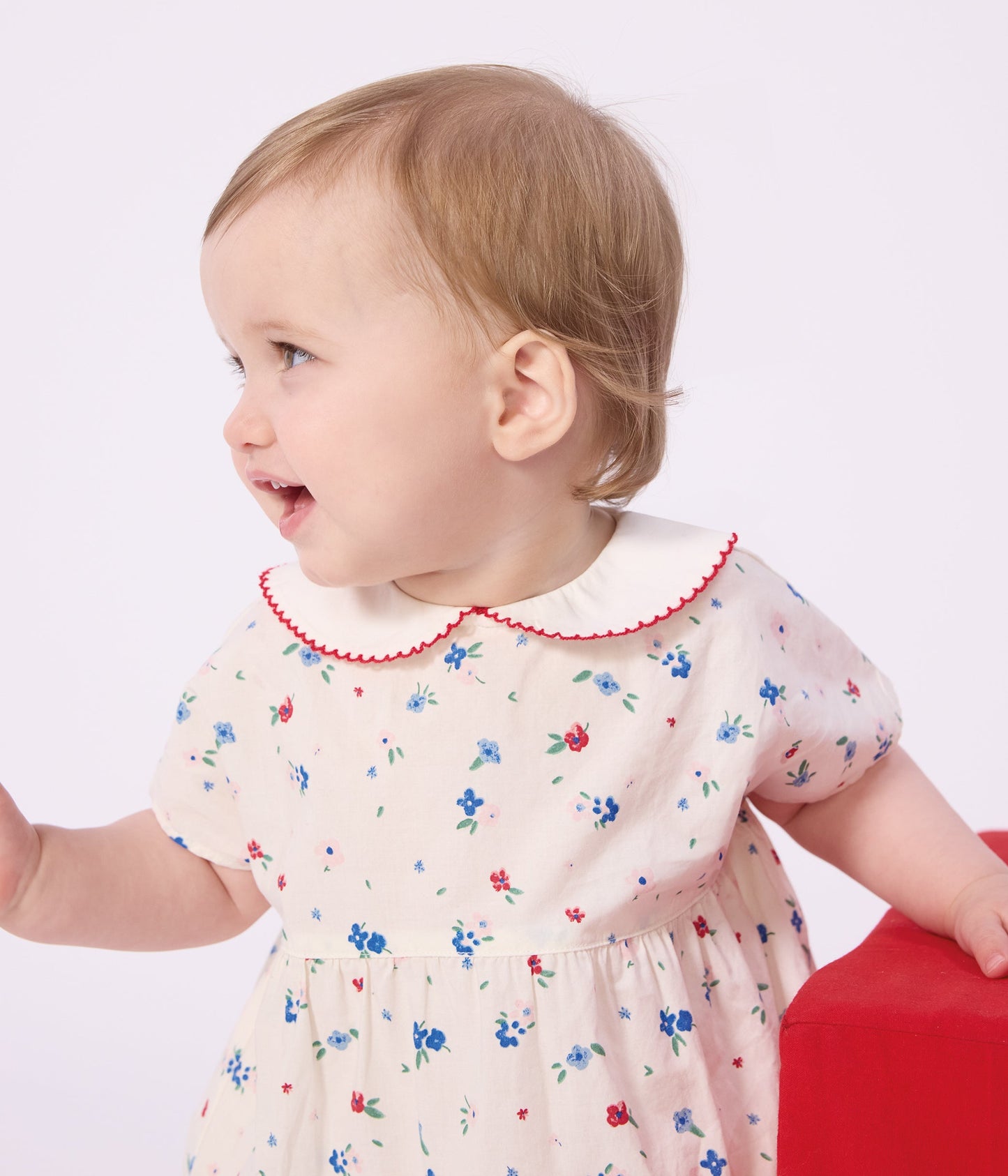Robe bébé en coton manches courtes et son bloomer imprimés fleurs – J2