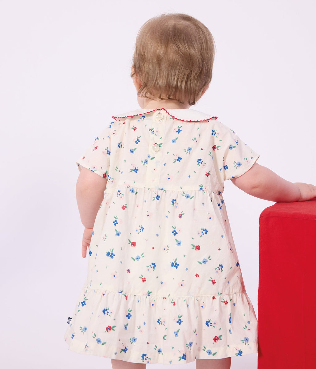 Robe bébé en coton manches courtes et son bloomer imprimés fleurs – J3