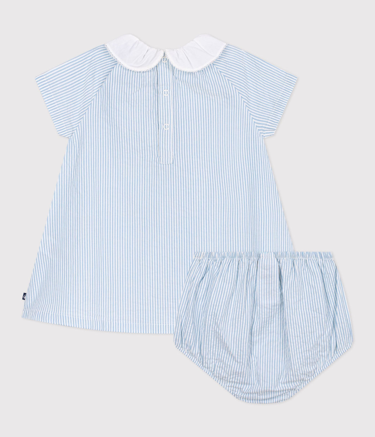 Robe bébé en coton manches courtes et son bloomer, rayés – D1