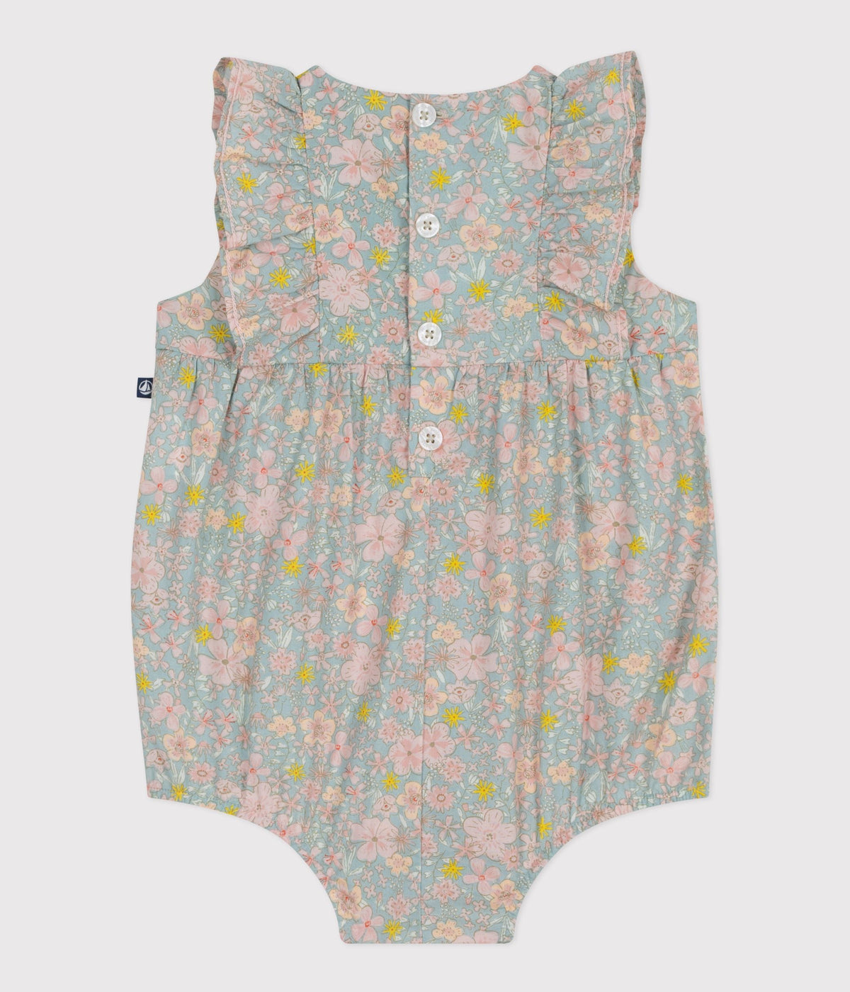 Barboteuse bébé en coton sans manches, imprimée fleurs – D1