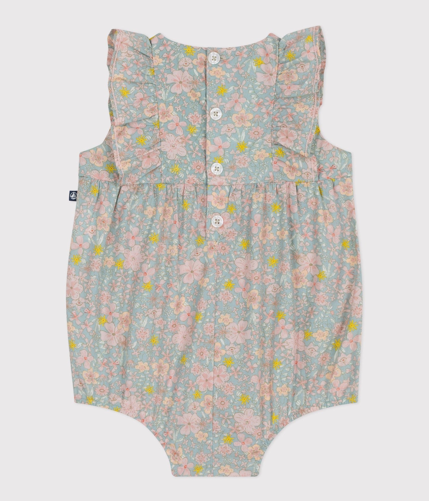 Barboteuse bébé en coton sans manches, imprimée fleurs – D1