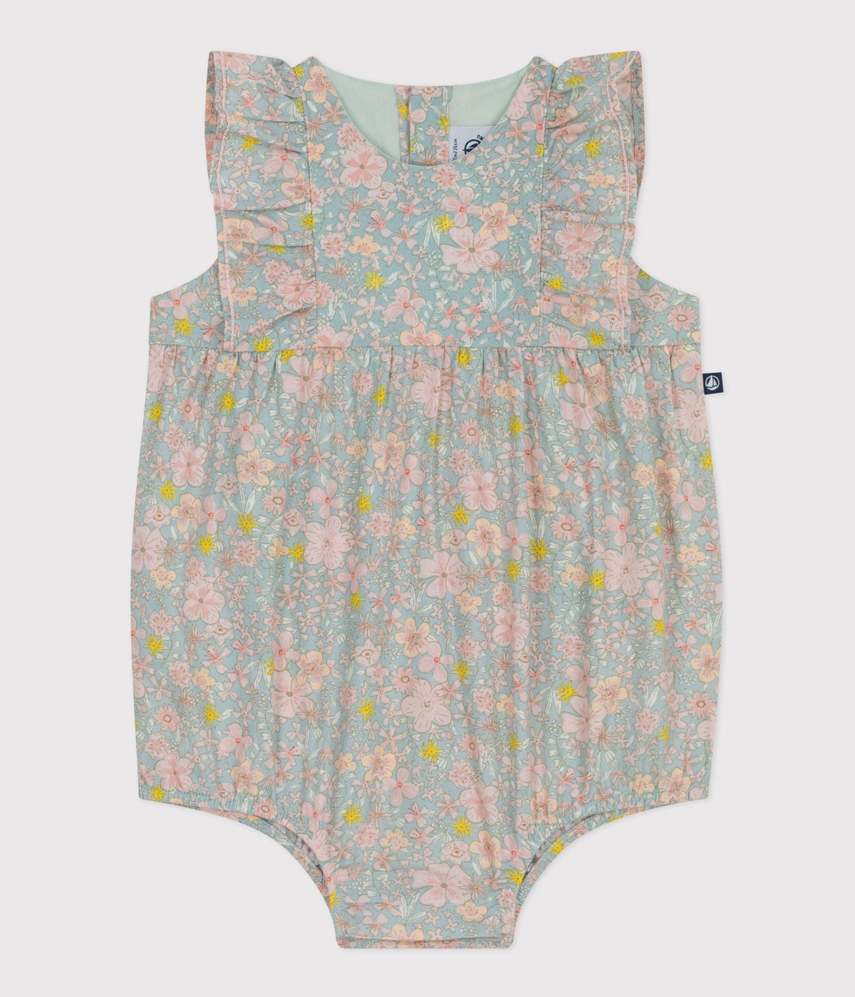 Barboteuse bébé en coton sans manches, imprimée fleurs – F1