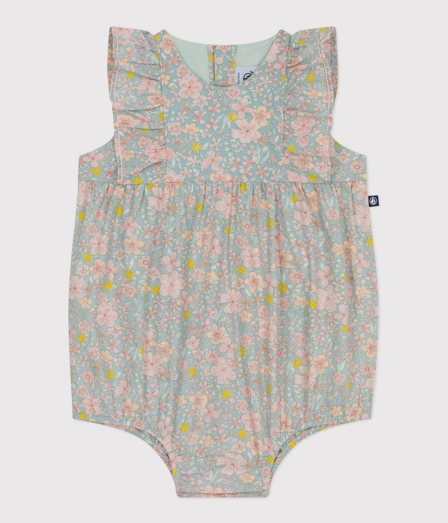 Barboteuse bébé en coton sans manches, imprimée fleurs – F1