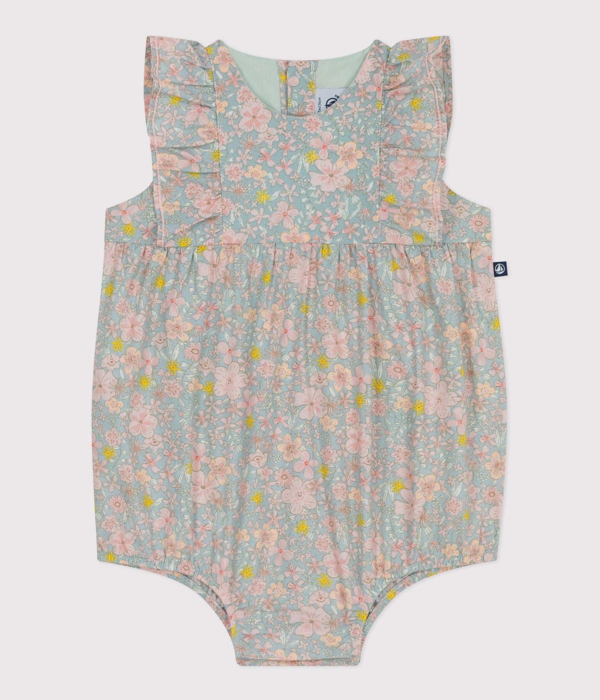 Barboteuse bébé en coton sans manches, imprimée fleurs – F1
