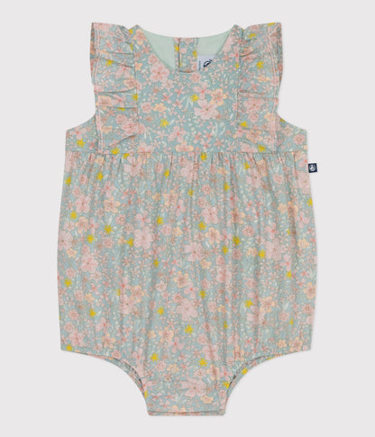 Barboteuse bébé en coton sans manches, imprimée fleurs – F1