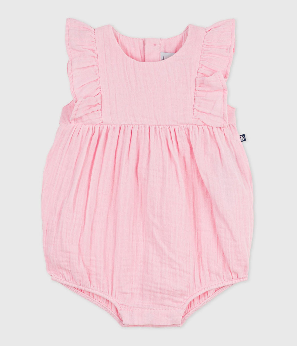 Barboteuse bébé en coton sans manches unie – F1