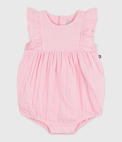 Barboteuse bébé en coton sans manches unie – F1