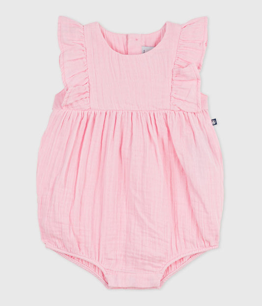 Barboteuse bébé en coton sans manches unie – F1
