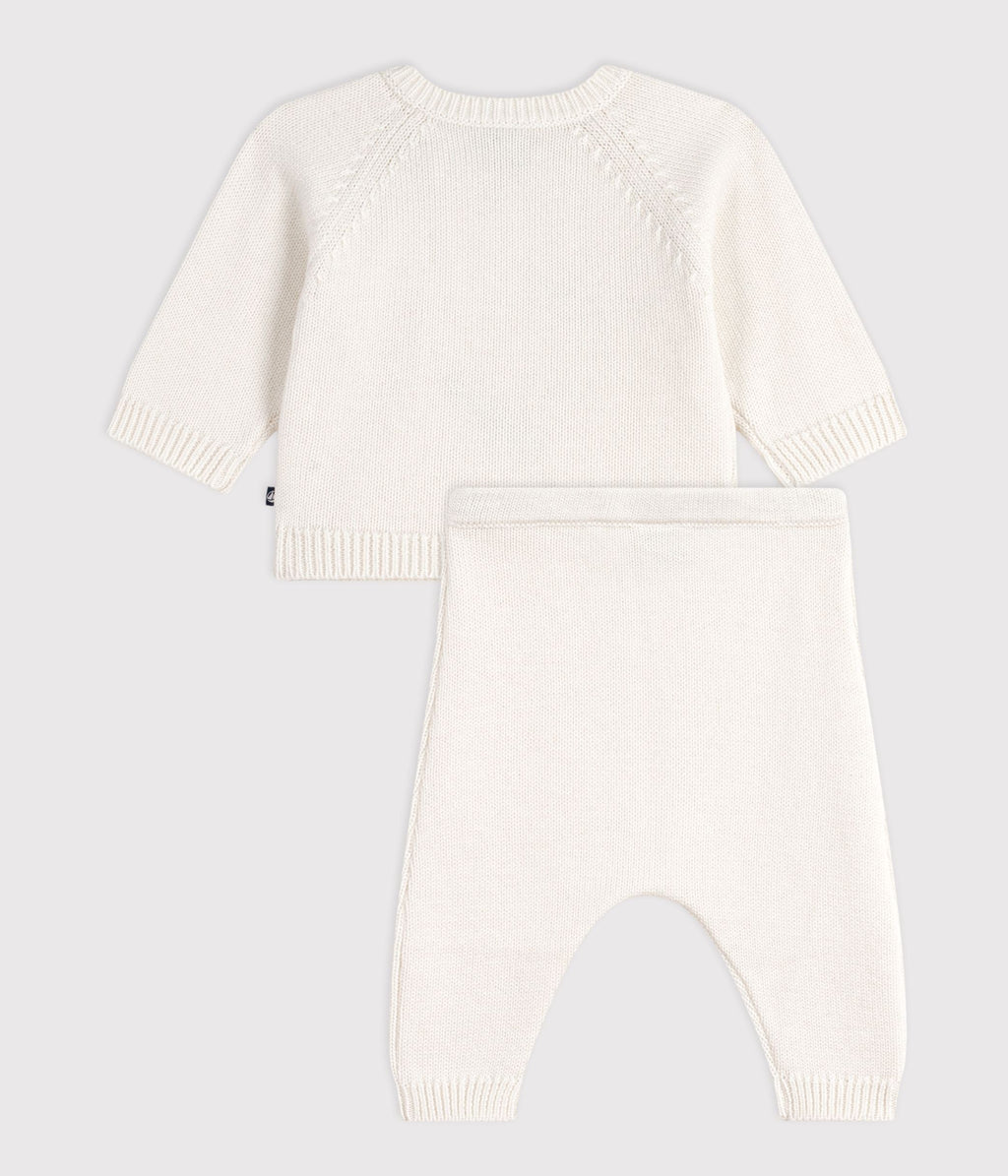 Ensemble 2 pièces bébé en tricot laine et coton et motif baleine – D1