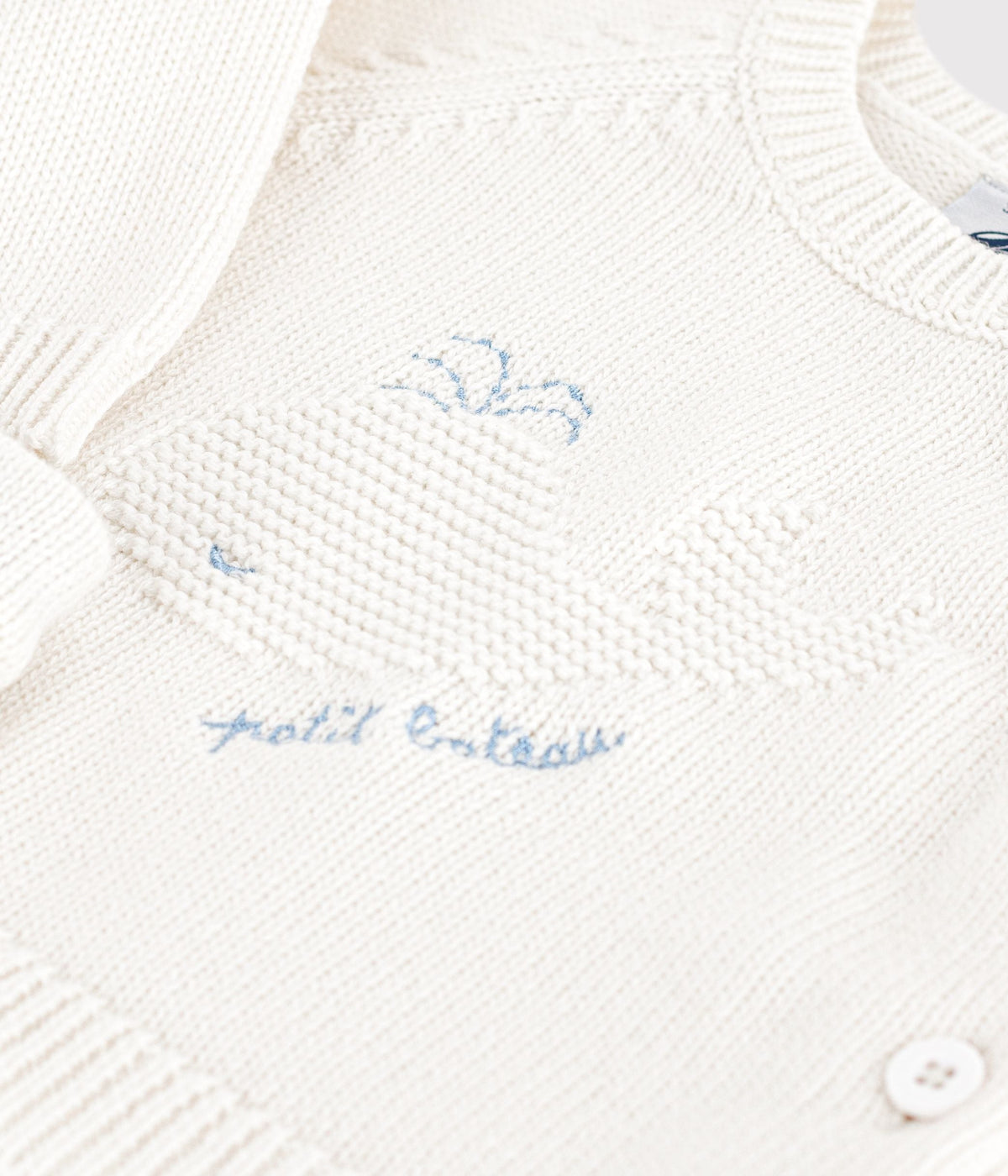 Ensemble 2 pièces bébé en tricot laine et coton et motif baleine – Z1
