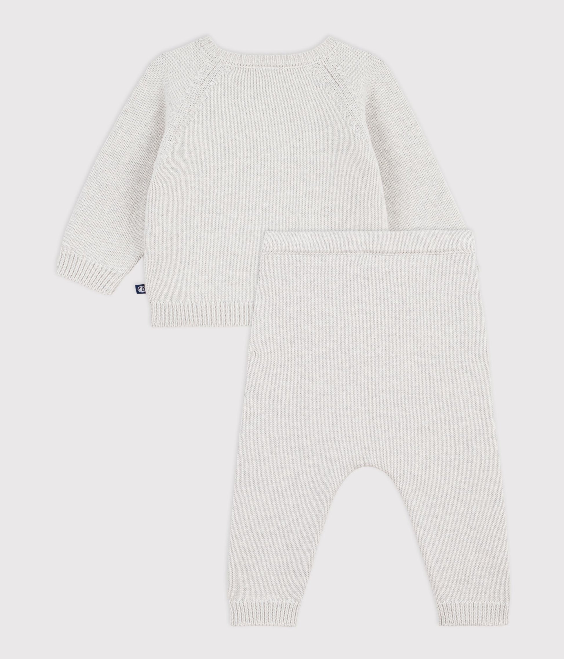 Ensemble 2 pièces bébé en tricot laine et coton et motif ourson – D1