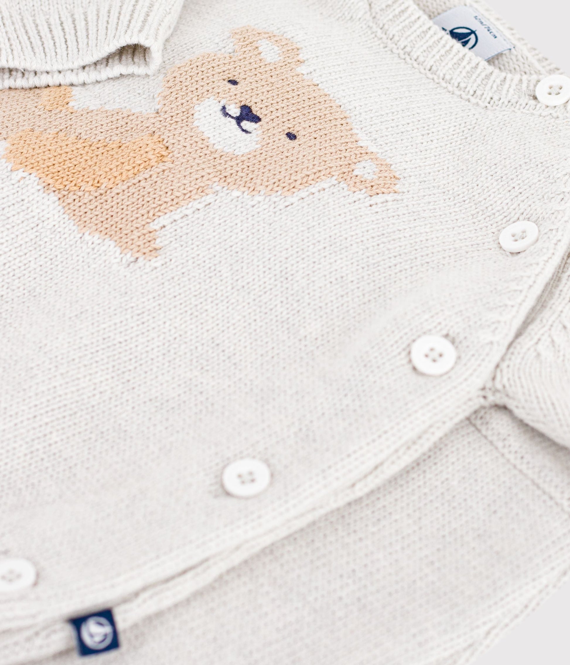 Ensemble 2 pièces bébé en tricot laine et coton et motif ourson – Z1