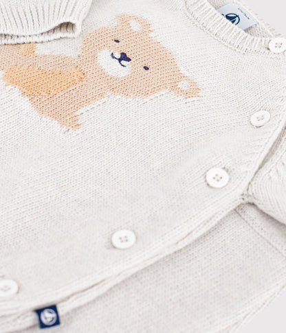 Ensemble 2 pièces bébé en tricot laine et coton et motif ourson – Z1