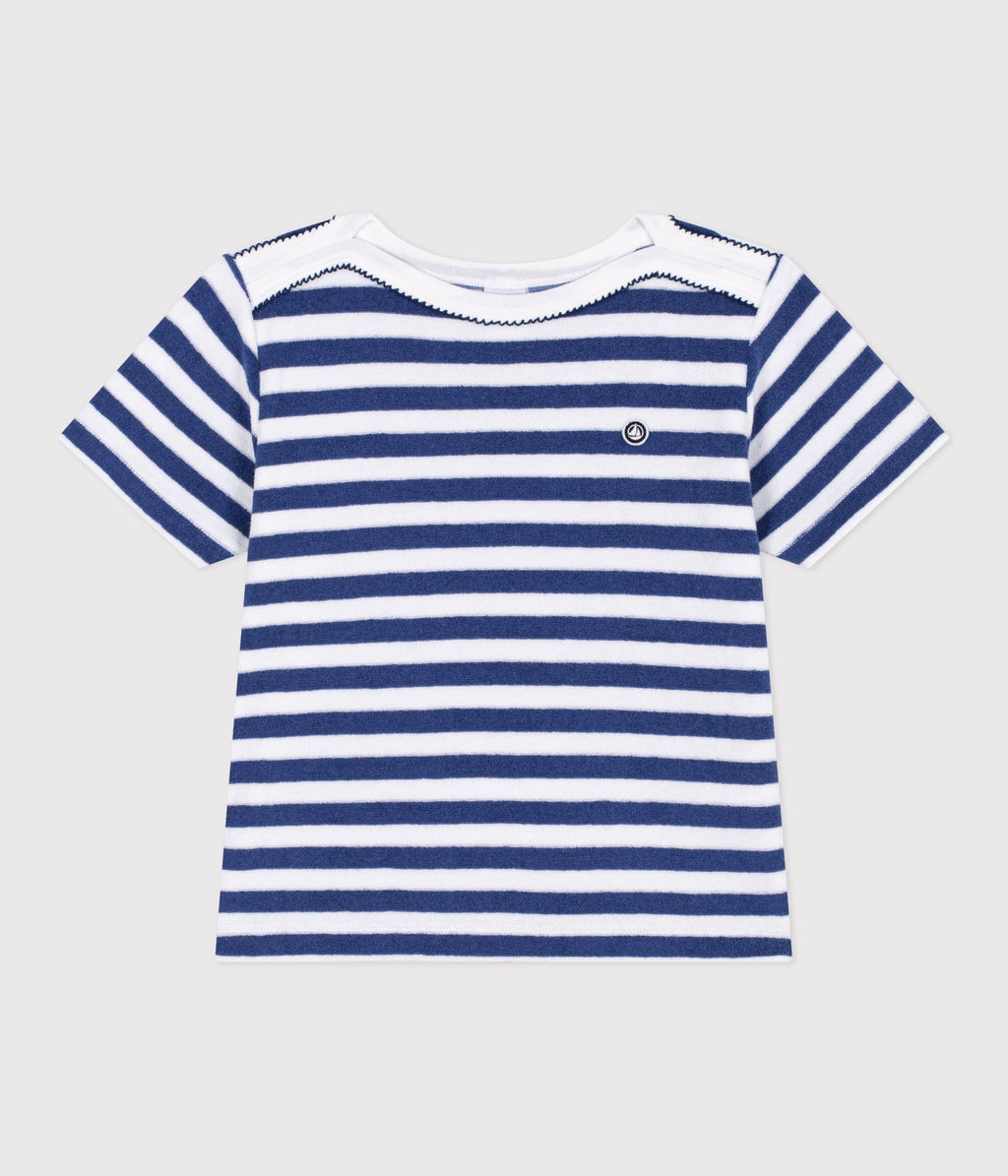 Tee-shirt enfant manches courtes en coton à rayures – F1