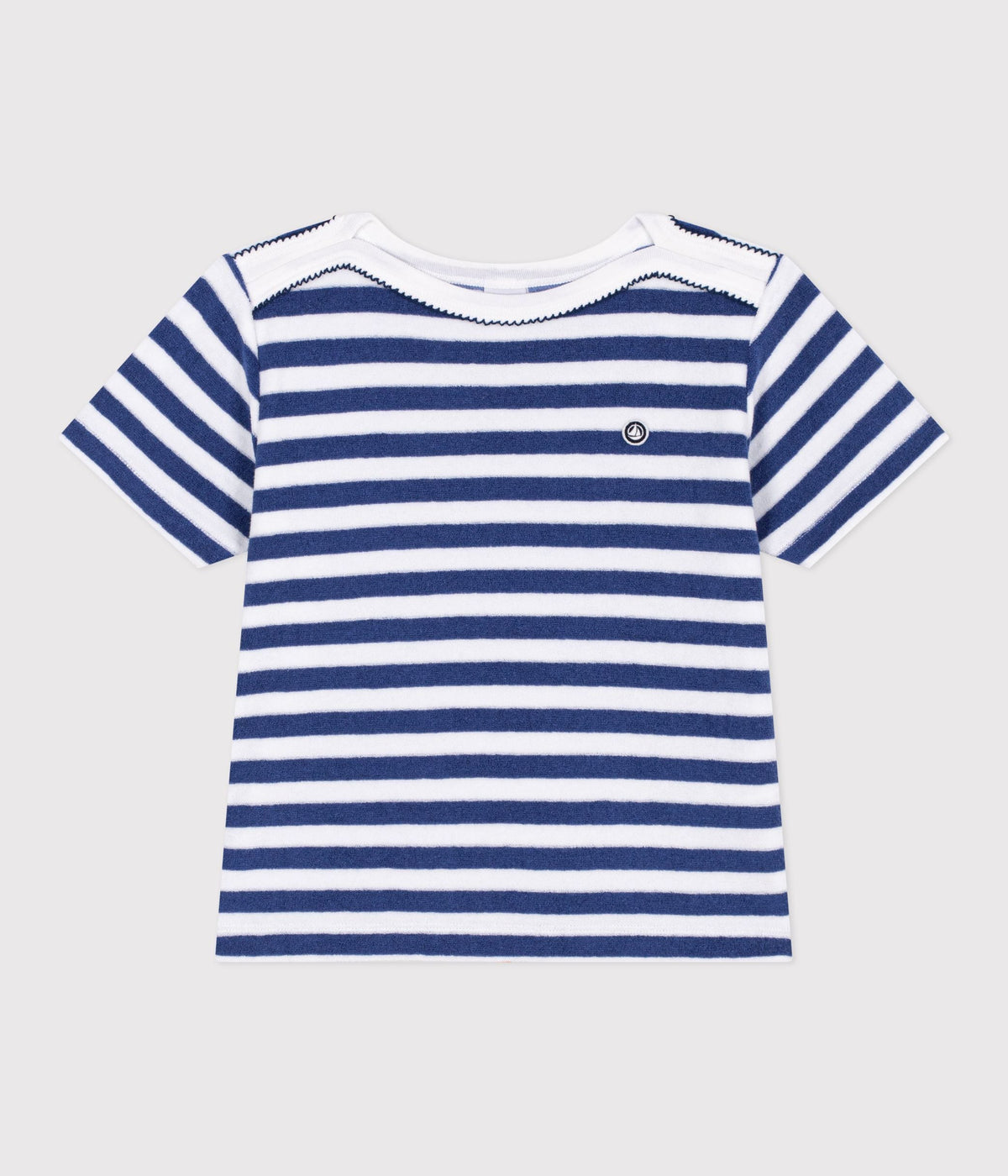 Tee-shirt enfant manches courtes en coton à rayures – F1