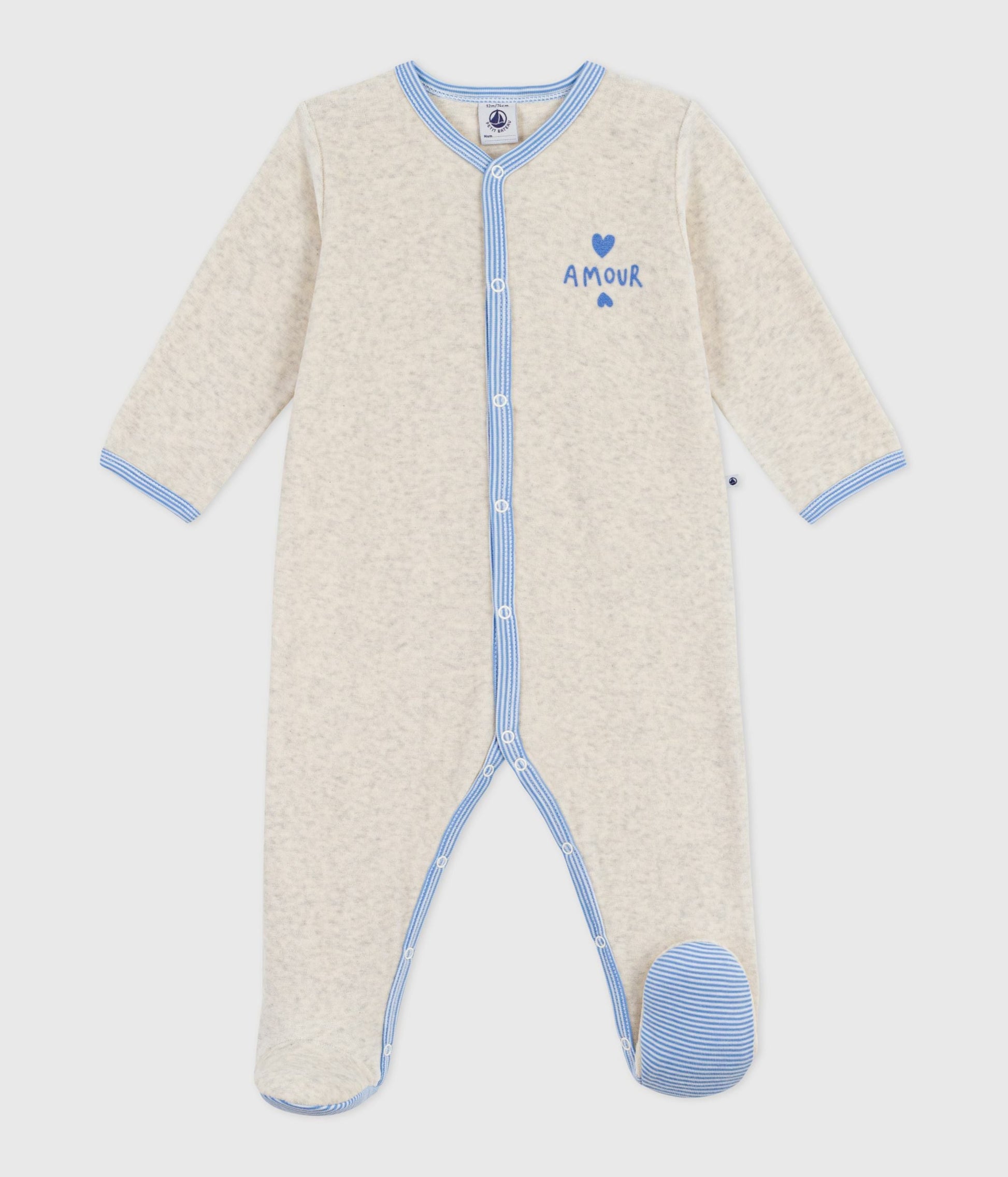 Pyjama bébé en velours uni – F1