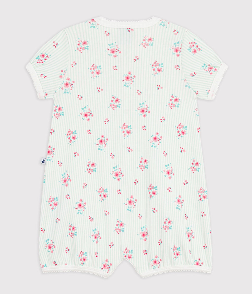 Combinaison courte bébé en coton fleuri – D1