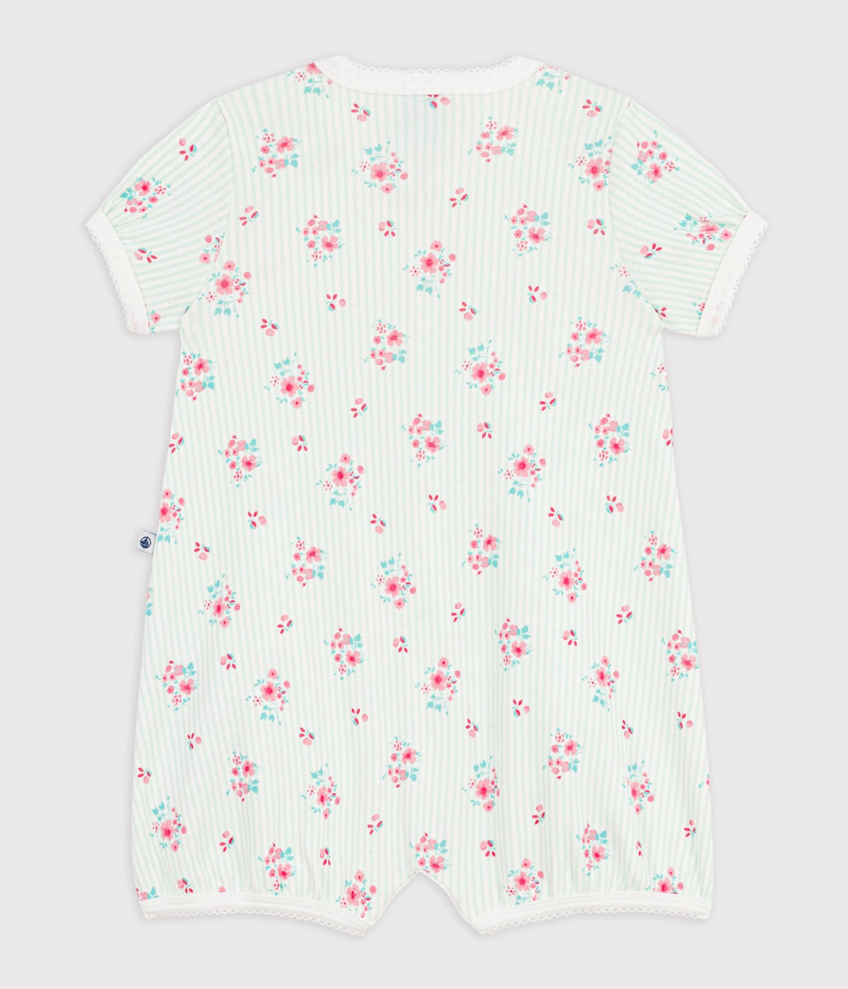 Combinaison courte bébé en coton fleuri – D1